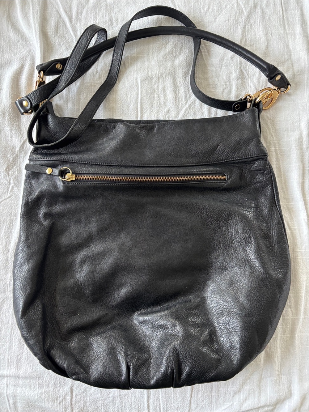 Pietro Alessandro black leather tote bag, strap and handle, gold tone hardware